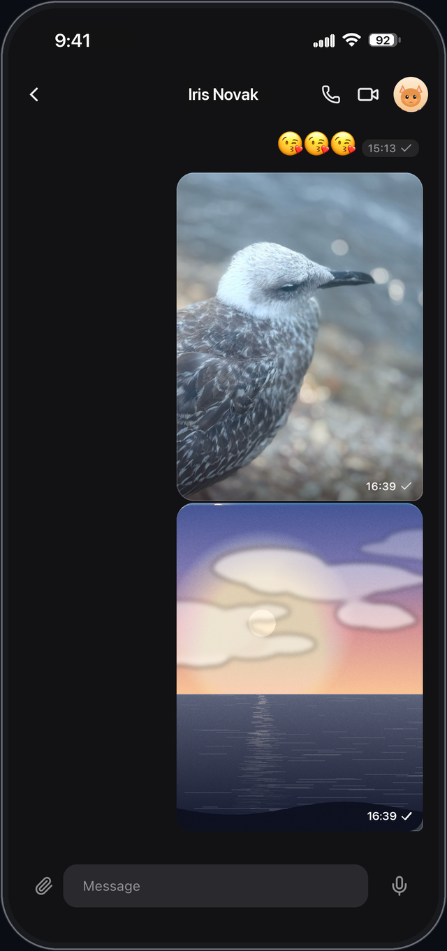 Keylane conversation showing shared photos